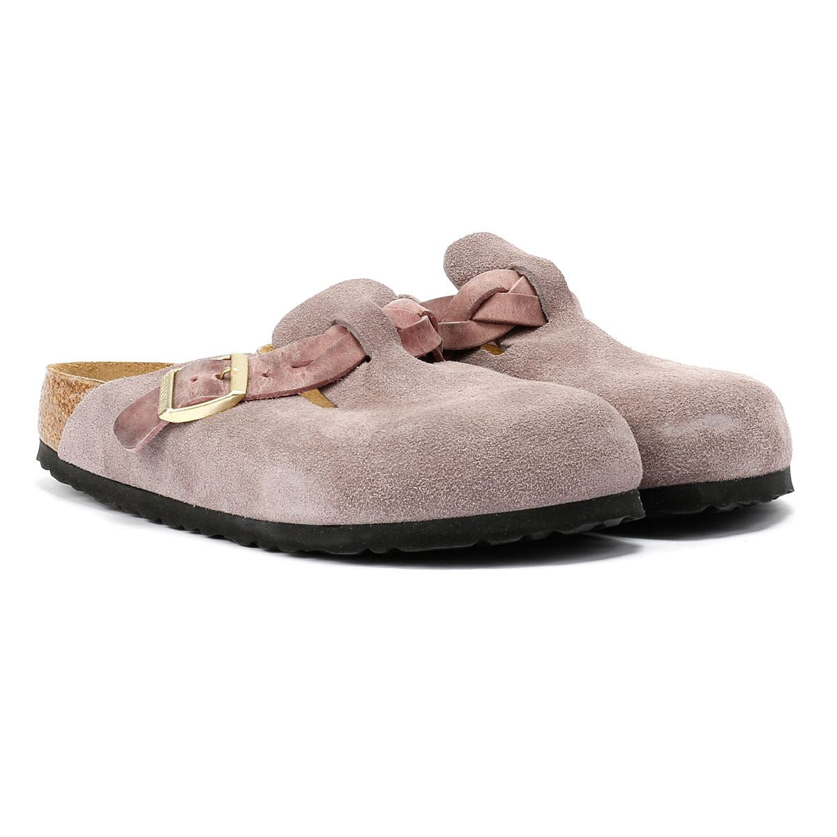Birkenstock Boston Braided Suede Women's Purple Narrow Fit Clogs