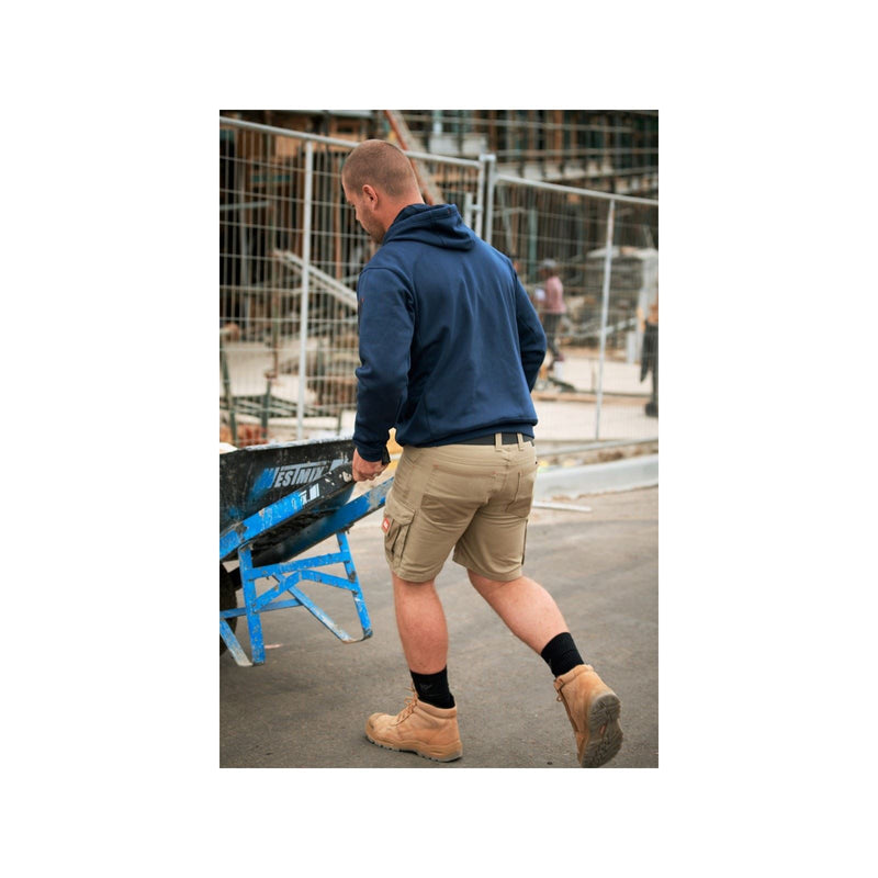 Hard Yakka Brushed Fleece Synthetic Men's Blue Hooded Sweatshirt