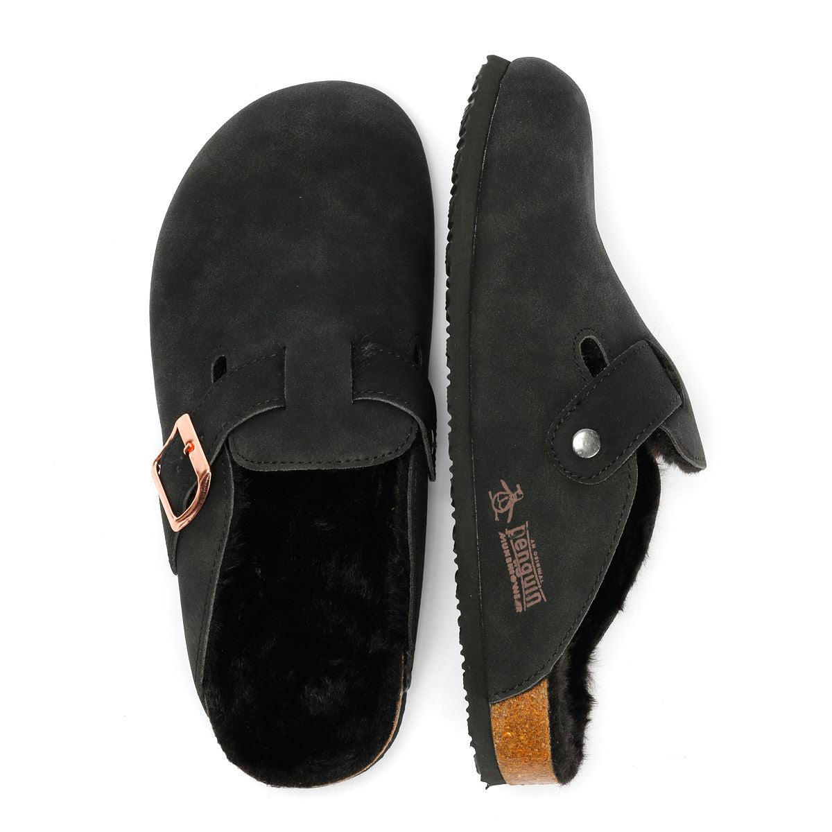 Penguin Poppy Fur Suede Women's Black Mules