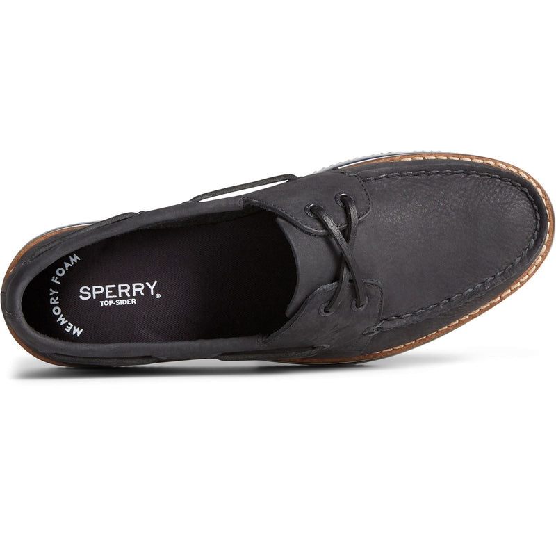 Sperry Authentic Original Stacked Leather Women's Black Boat Shoes