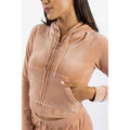 Juicy Couture Classic Velour Hoodie With Juicy Logo Synthetic Women's Beige Hooded Sweatshirt