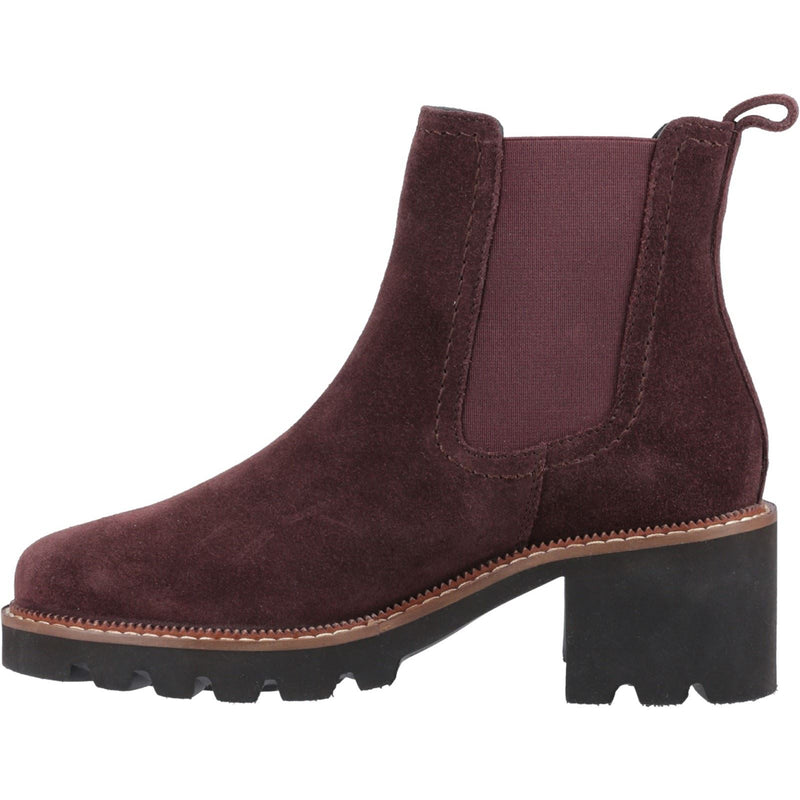 Hush Puppies Gaia Leather Women's Plum Heeled Chelsea Boots