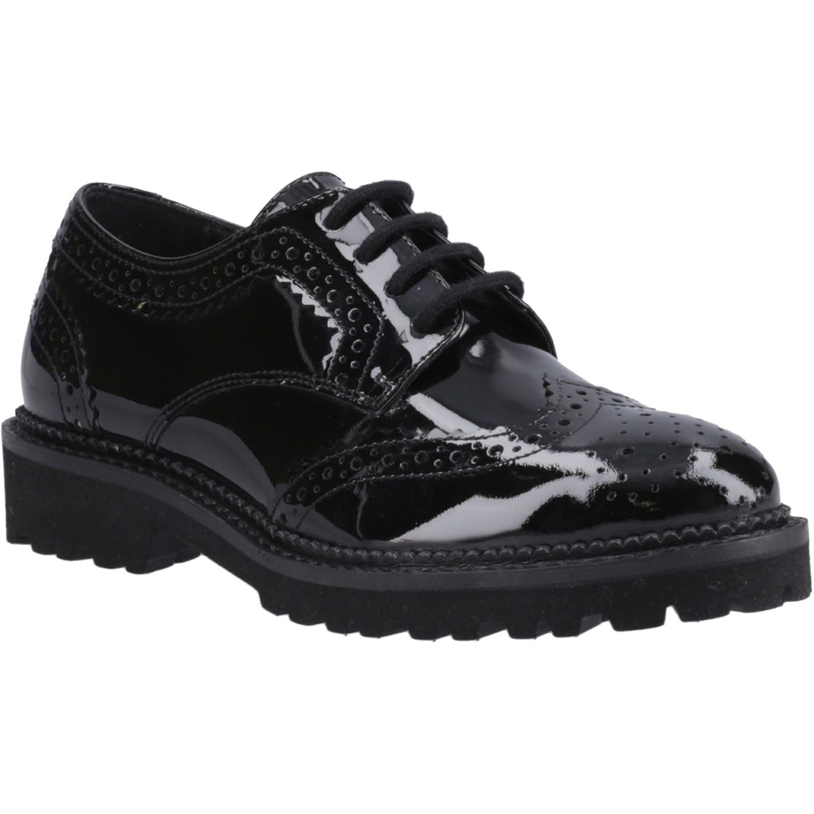 Hush Puppies Gabi Lace Up Leather Girls's Black Brogues