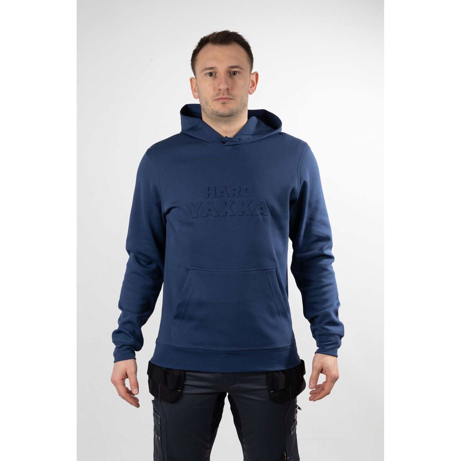Hard Yakka Embossed Pullover Cotton Men's Purple Hooded Sweatshirt