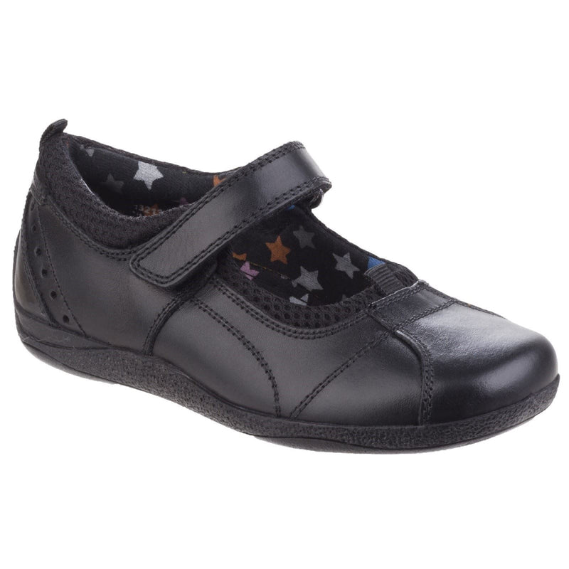Hush Puppies Cindy Junior Leather Girls Black Shoes