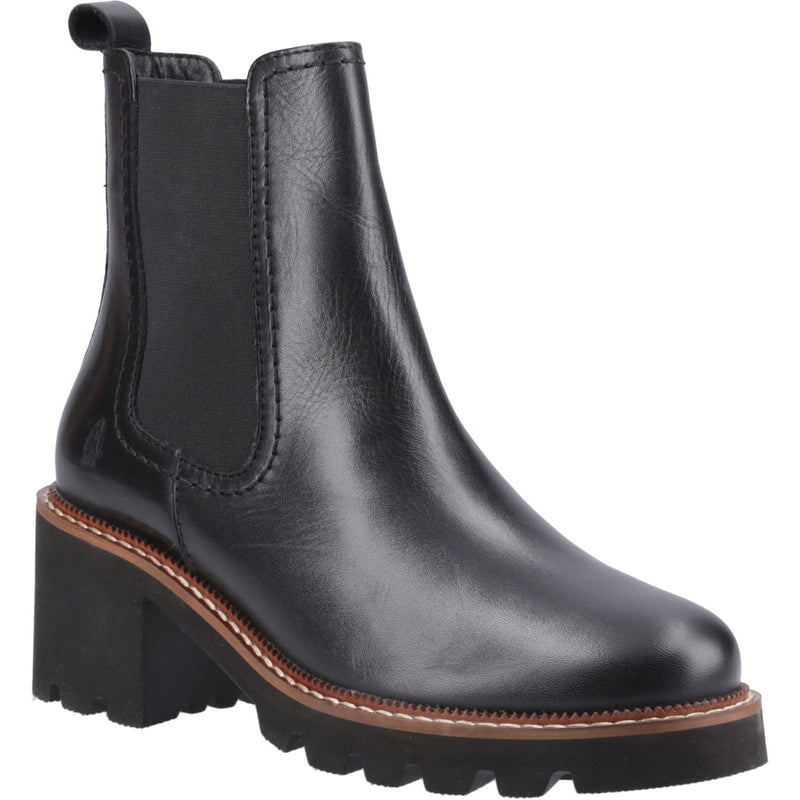 Hush Puppies Gaia Leather Women's Black Leather Heeled Chelsea Boots