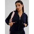 Juicy Couture Robertson Classic Jacket Polyester Women's Blue Hooded Sweatshirt