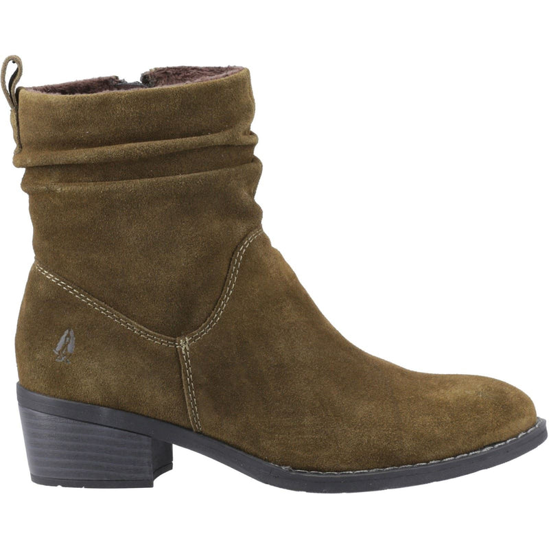 Hush Puppies Iris Suede Women's Khaki Heeled Ankle Boots