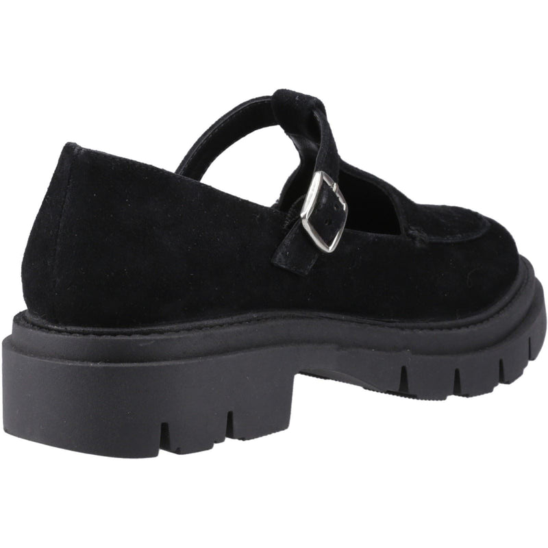Hush Puppies Nella T-Bar Suede Women's Black Shoes
