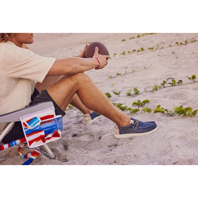 HEYDUDE Wally Coastline Canvas Men's Navy Boat Shoes