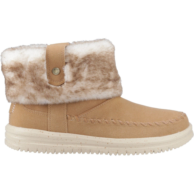 HEYDUDE Camden Cuff Classic Cozy Synthetic Women's Cognac Winter Ankle Boots