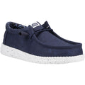HEYDUDE Wally Canvas 100% Cotton Men's Navy Boat Shoes