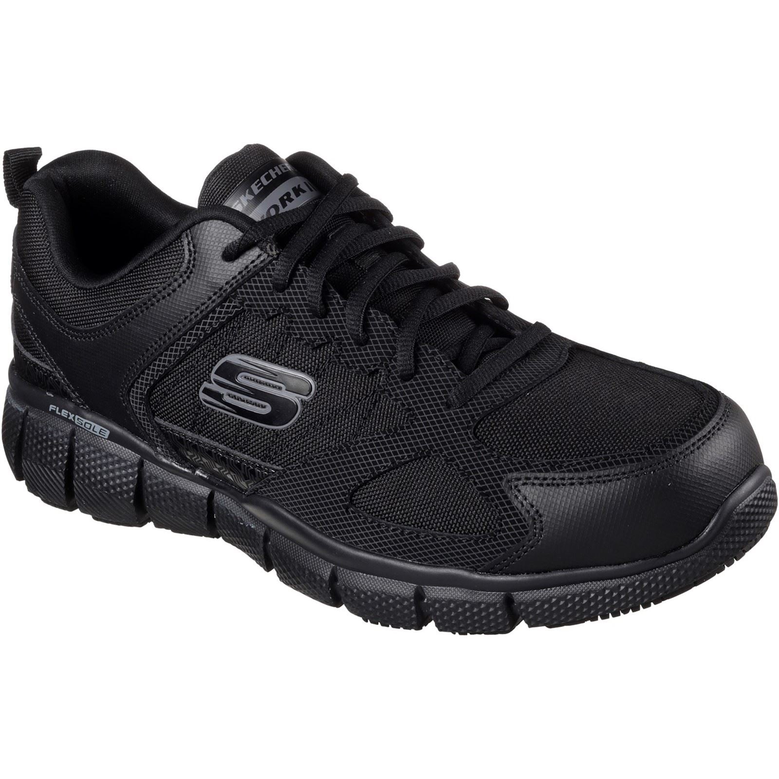 Skechers Workwear Telphin Sanphet Leather Men's Black Safety Sneakers