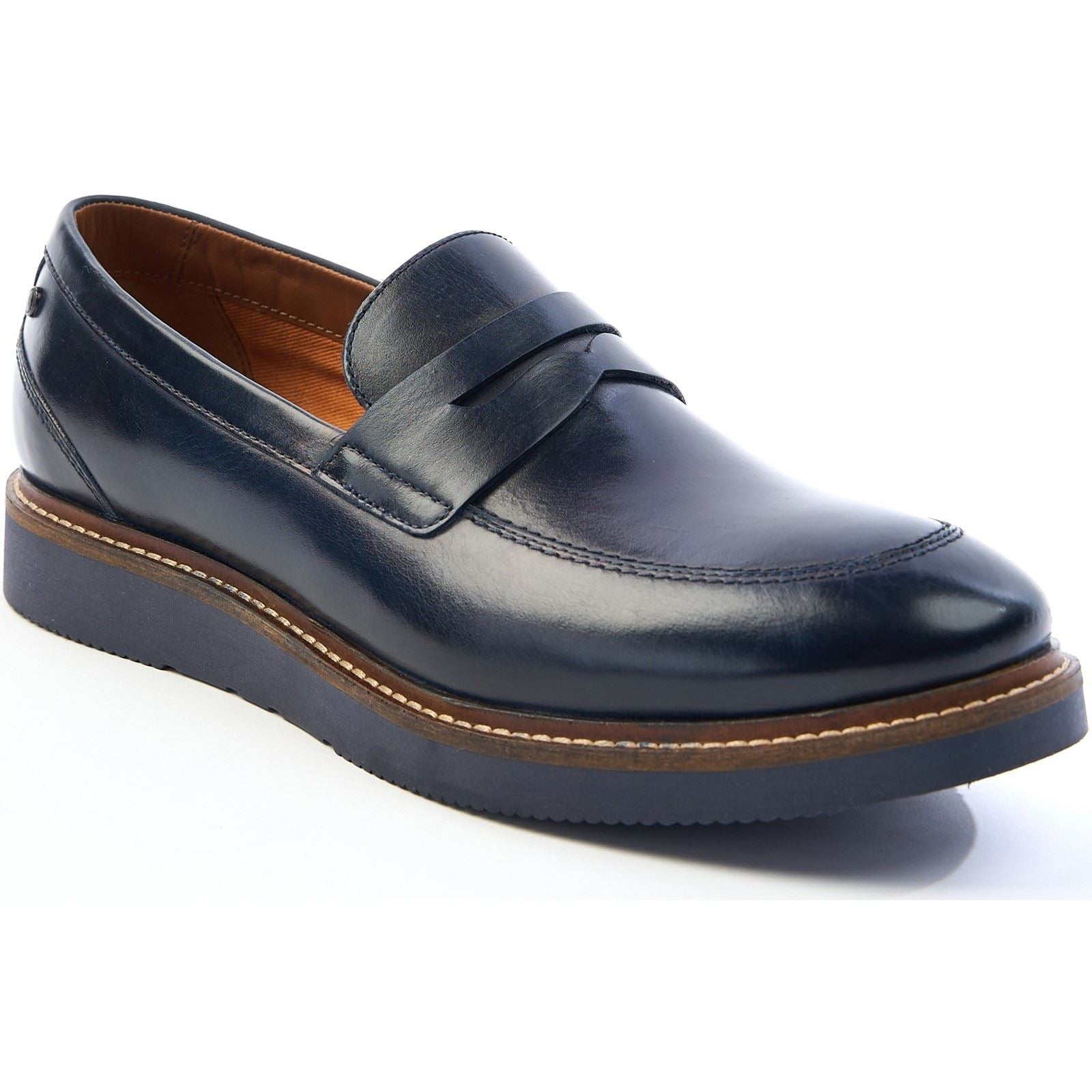 Base London Sid Leather Men's Navy Loafers