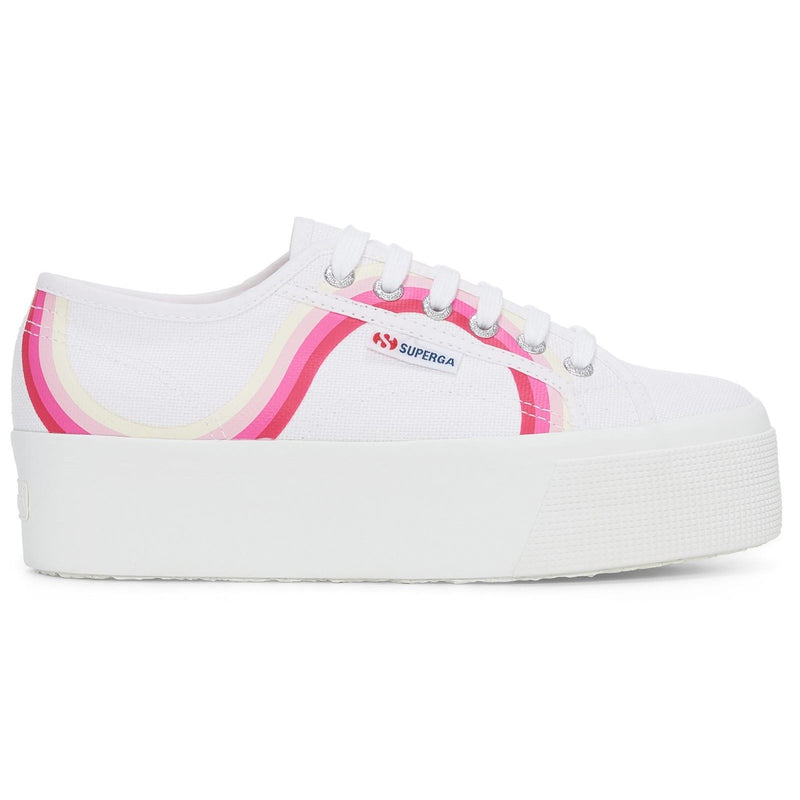 Superga 2790 Round Stripes Cotton Women's White/Shaded Blue Sneakers