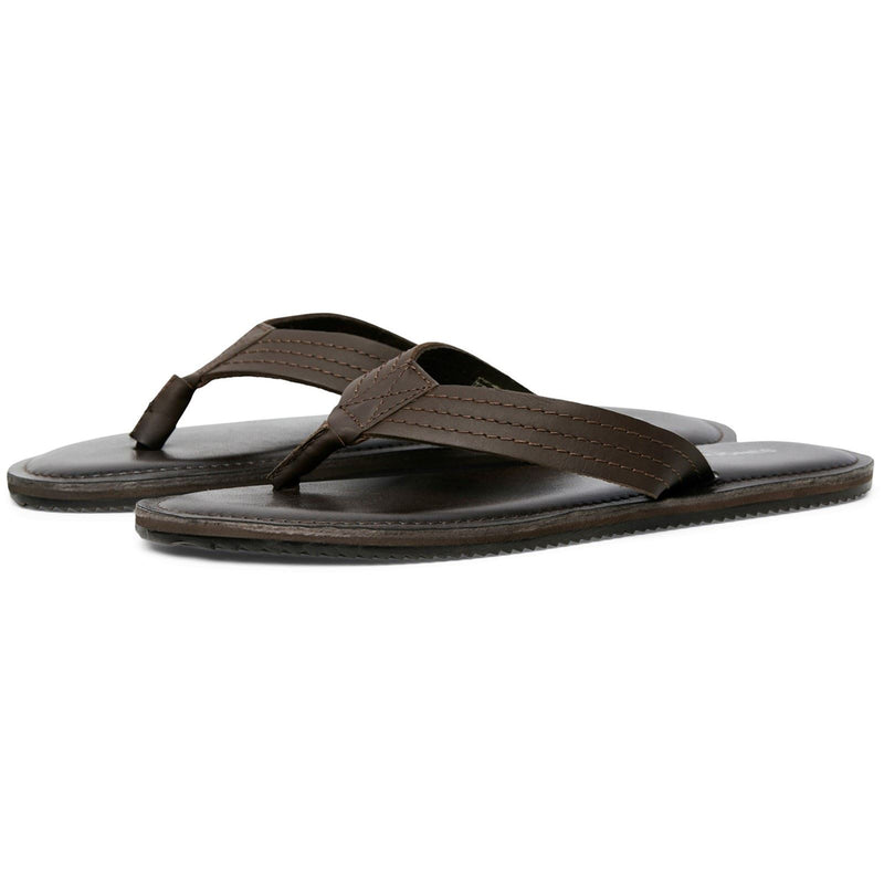 Jack & Jones Washton Leather Men's Brown Stone Flip Flops