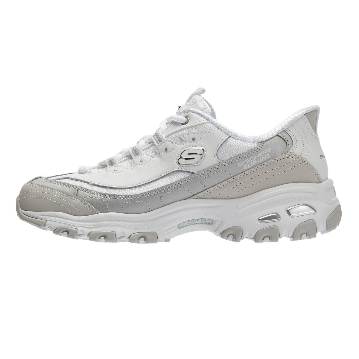 Skechers Slip-Ins D'Lites Smooth Women's Silver/White Sneakers