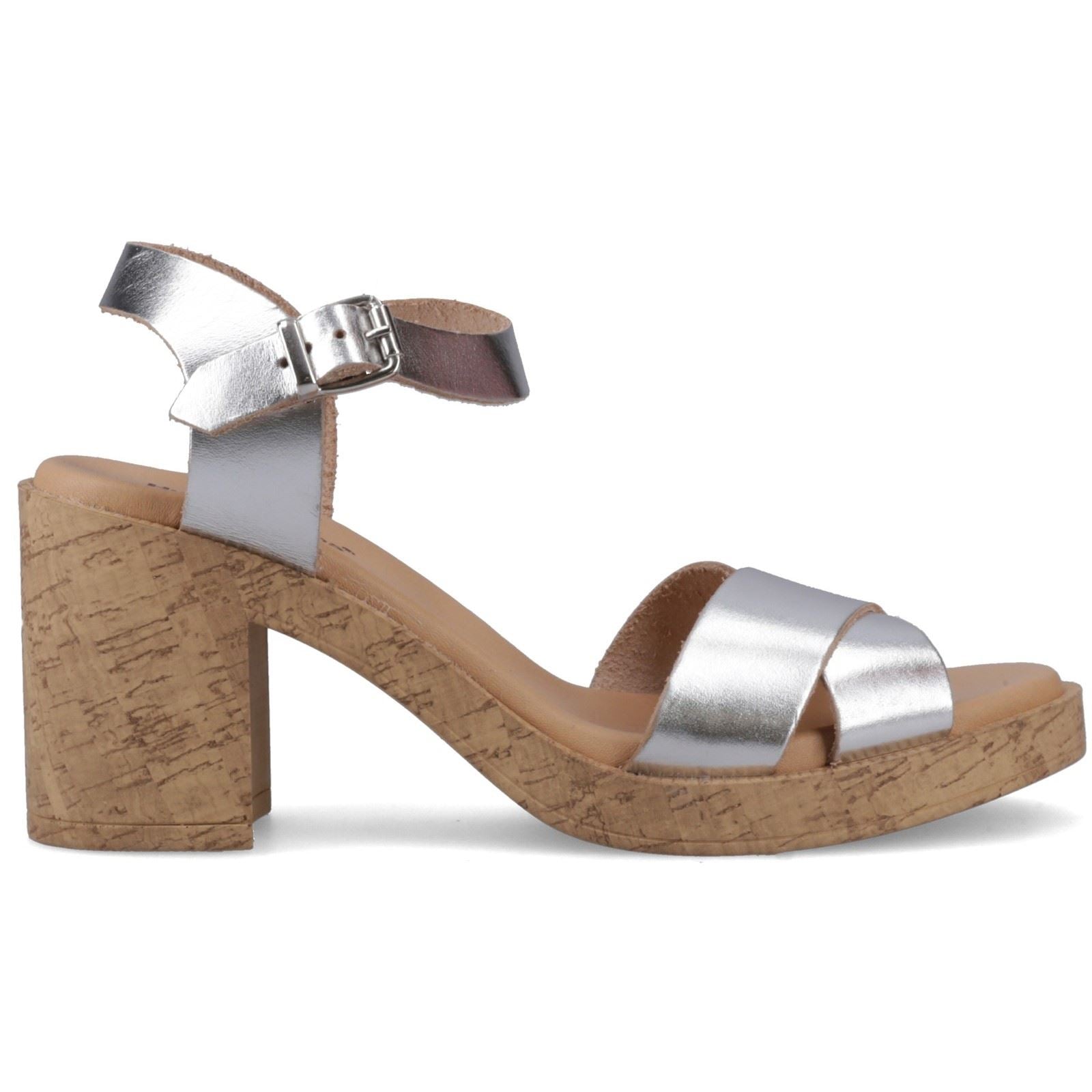 Hush Puppies Georgia Cork Leather Women's Silver Heels