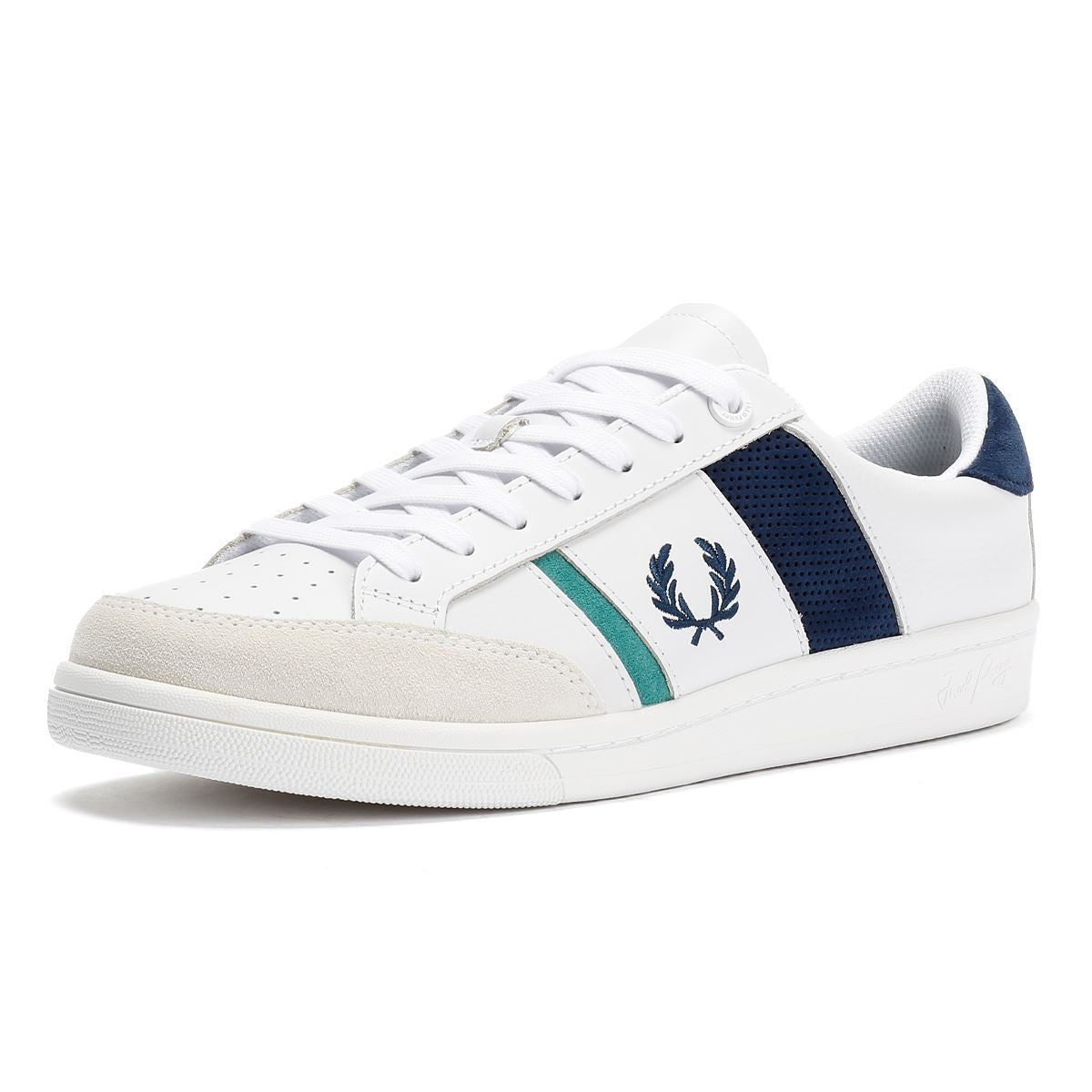 Fred Perry B725 Leather Suede Men's White/Navy/Mint Sneakers