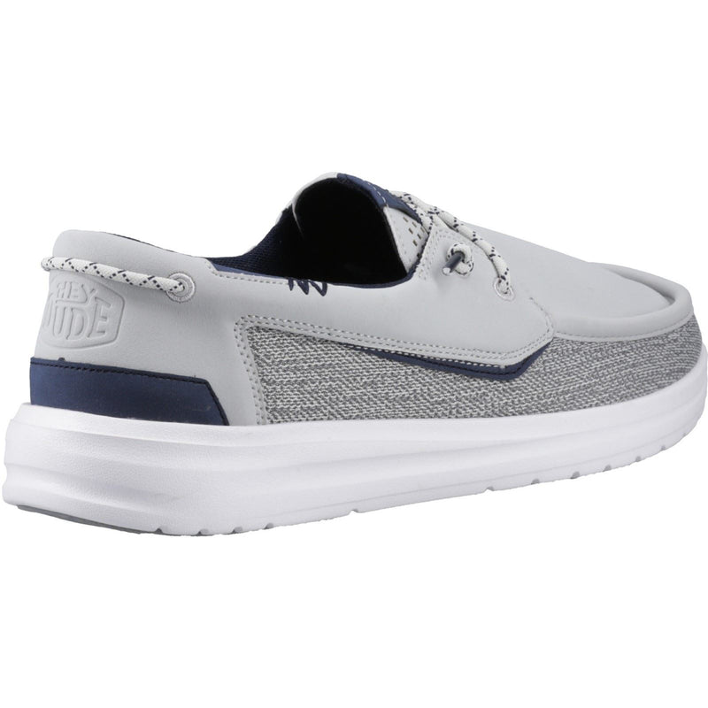 HEYDUDE Welsh Grip Classic Mesh Cotton Blend Men's Storm Gray/Navy Blazer Boat Shoes