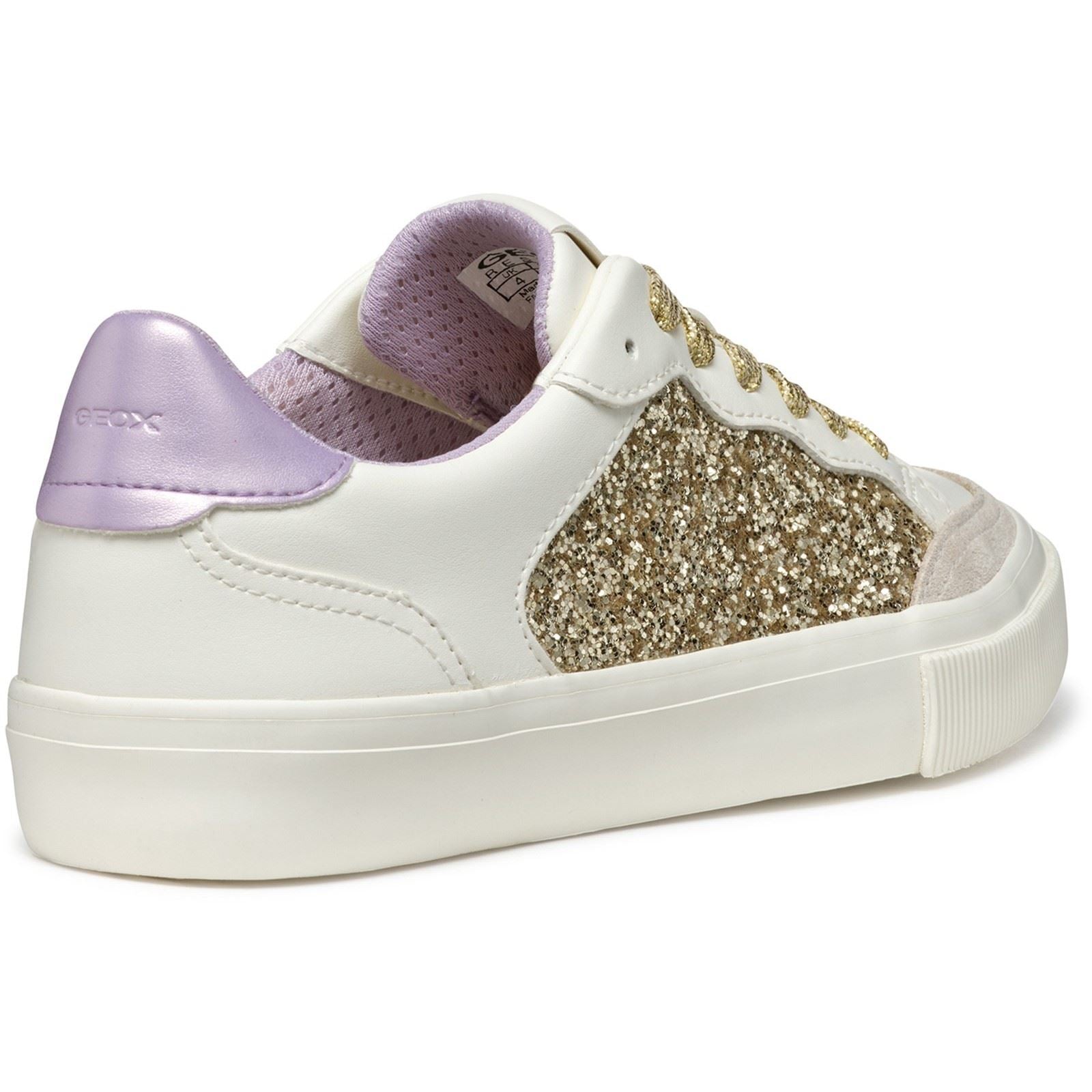 Geox D EMMELENY Women's Optic White/Light Gold Sneakers