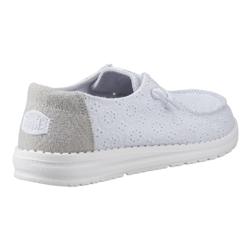 HEYDUDE Wendy Eyelet Lace Cotton Blend Women's Ancient Blue Moccasins Shoes