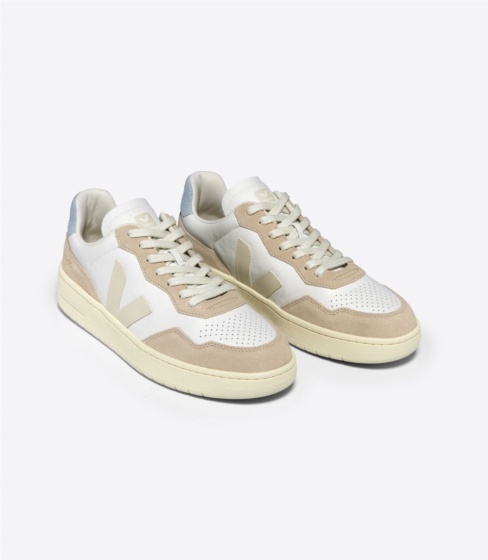 Veja V-90 Leather Women's White/Pierre/Steel Sneakers