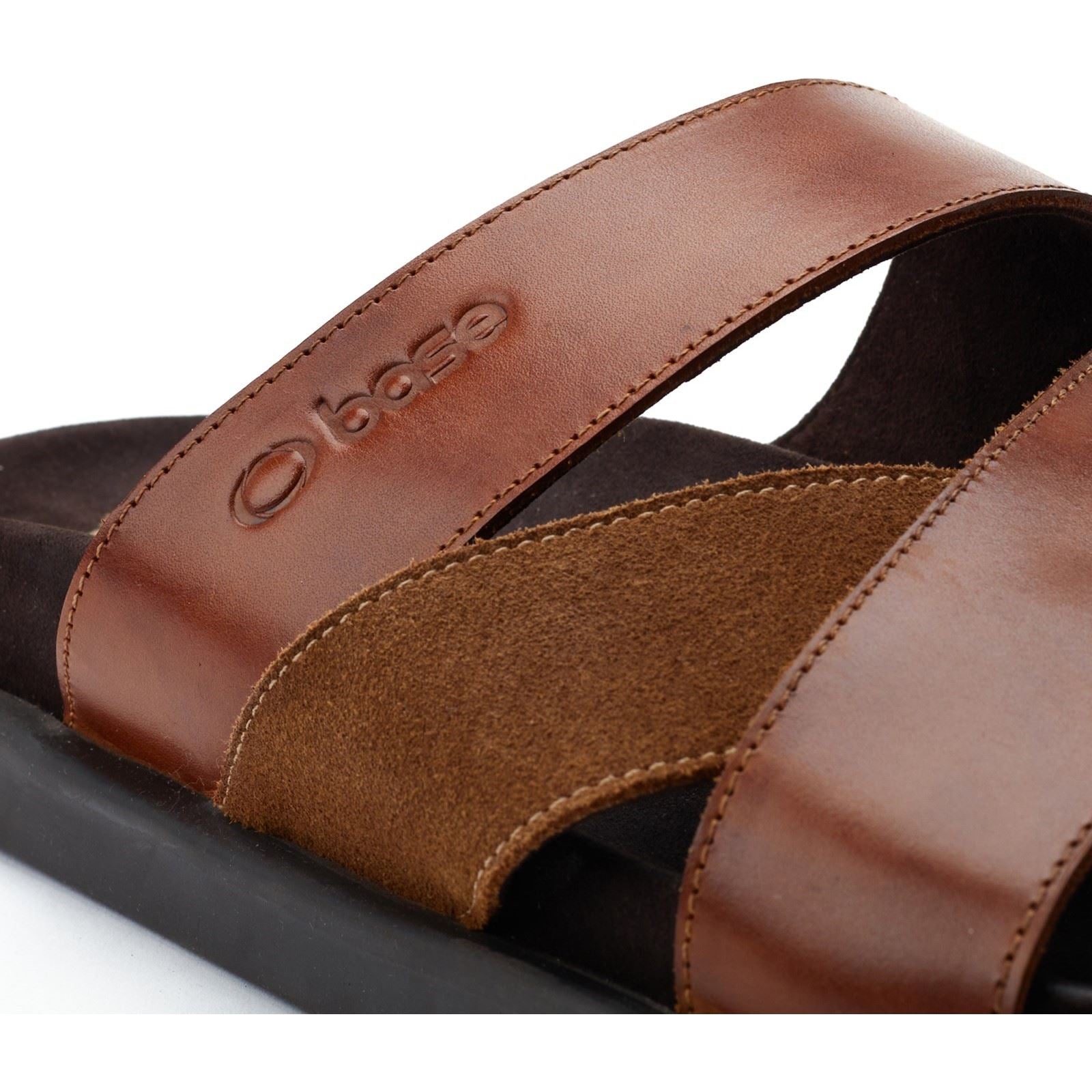Base London Ponza Leather Men's Dark Tan Sandals