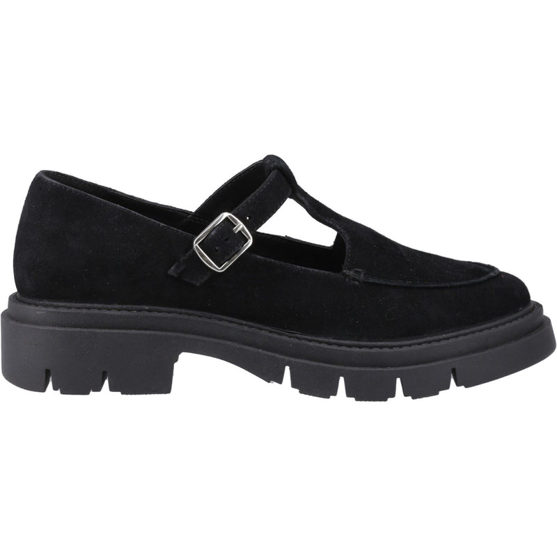 Hush Puppies Nella T-Bar Suede Women's Black Shoes