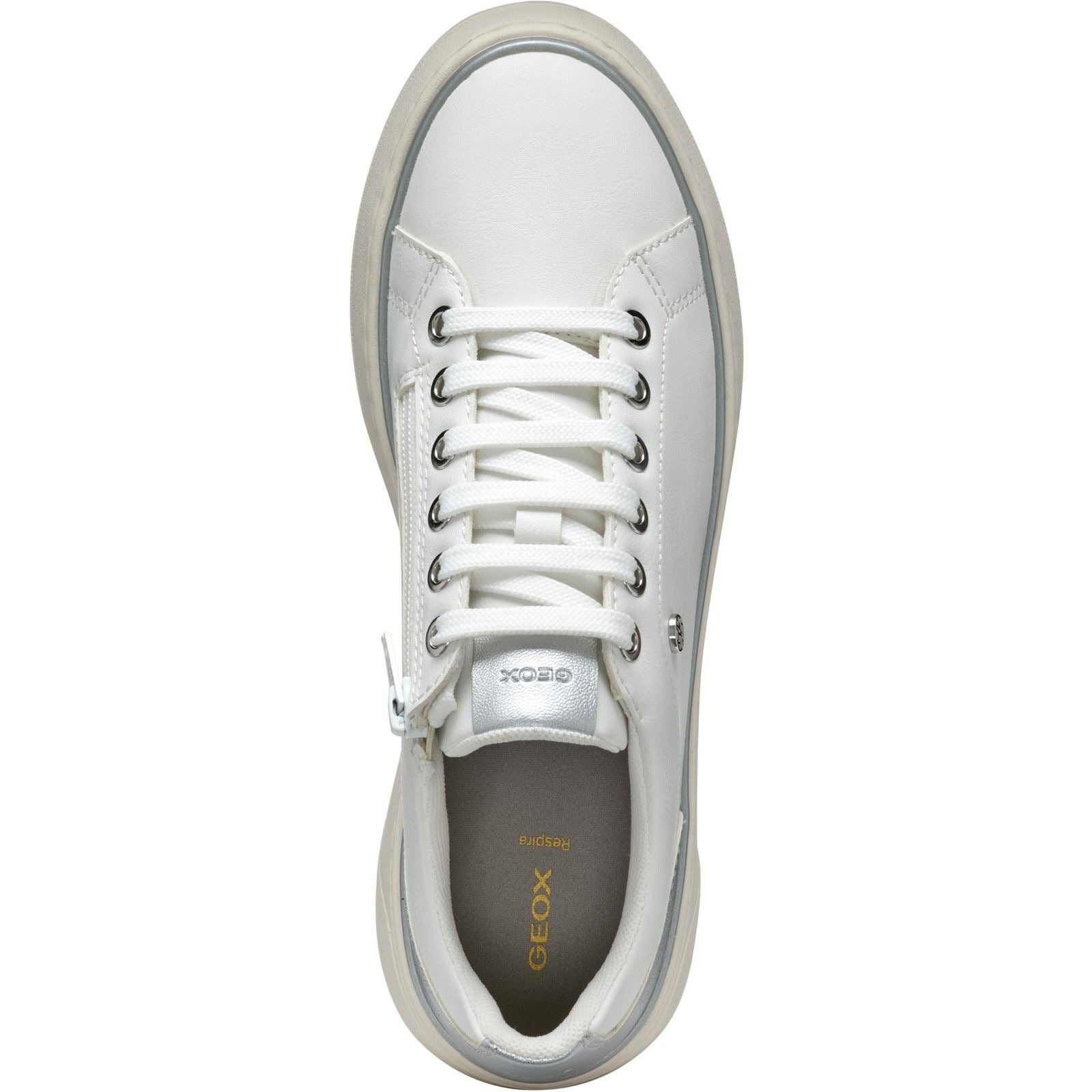 Geox D SUNNETTY Synthetic Synthetic Women's White/Silver Sneakers