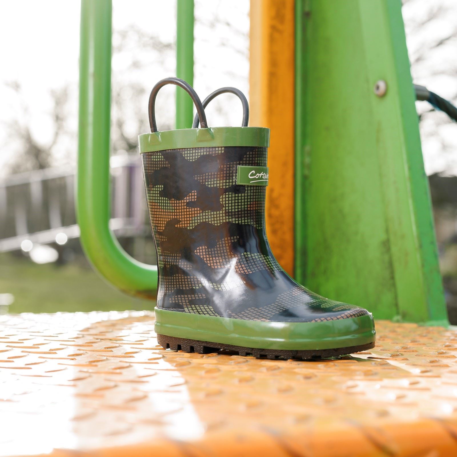 Cotswold Puddle Rubber Kid's Camouflage Wellington Boots