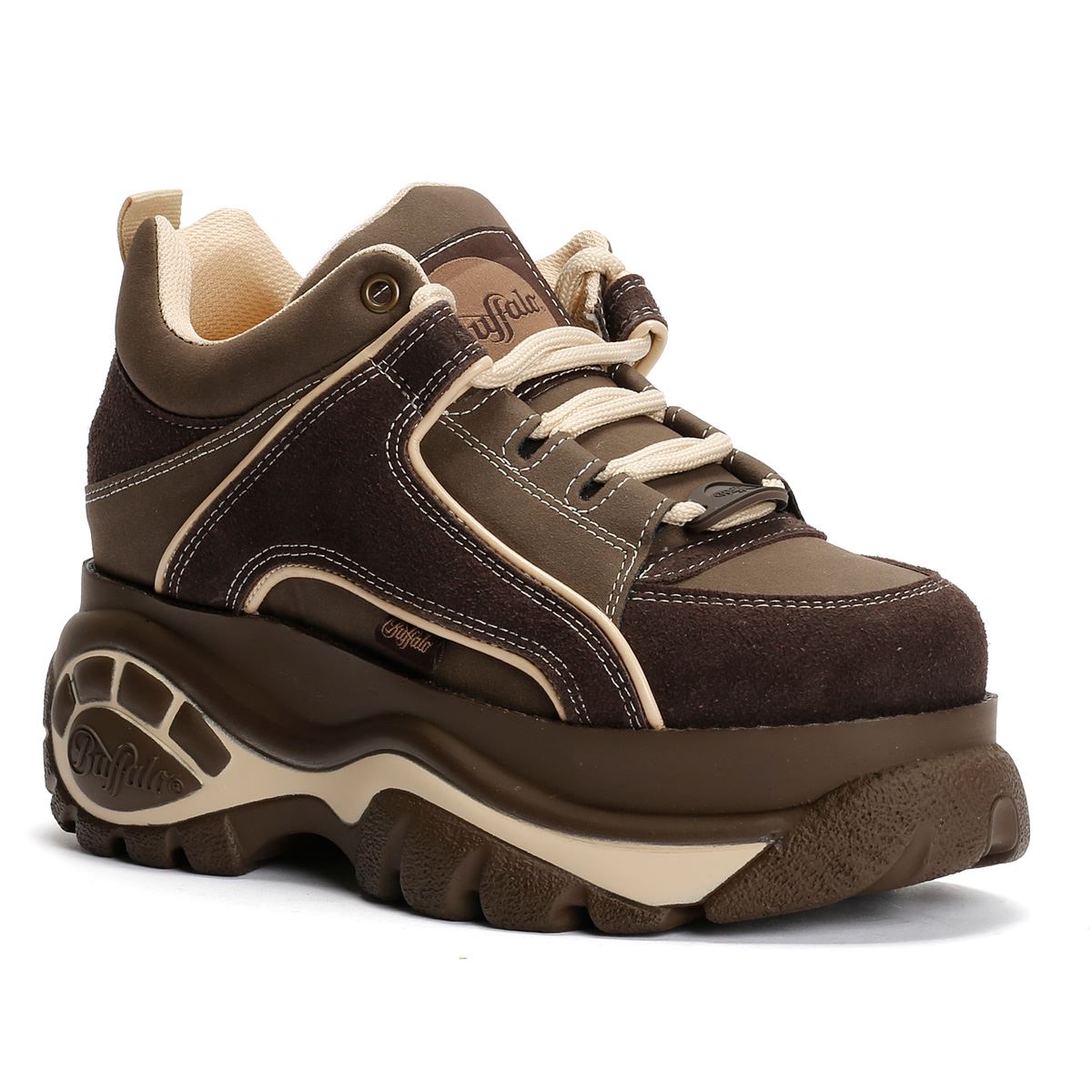 Buffalo 1339-14 Leather Women's Brown/Beige Sneakers