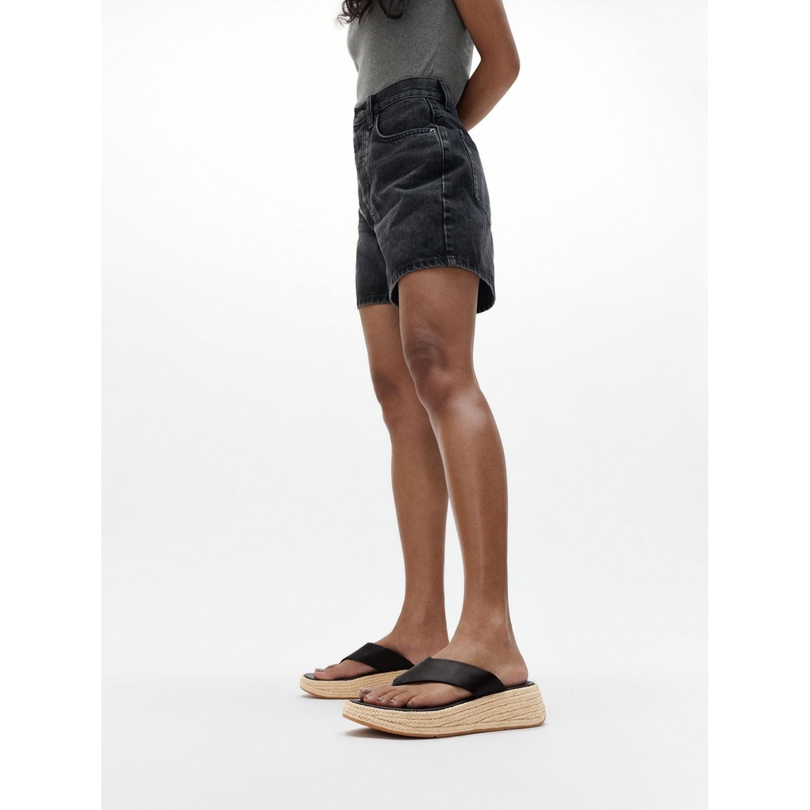 Fitflop F-Mode Toe Post Leather Women's Black Sandals