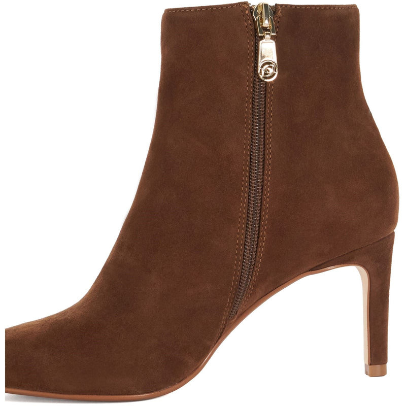 Dune Obsessively Suede Women's Dark Tan Heeled Ankle Boots