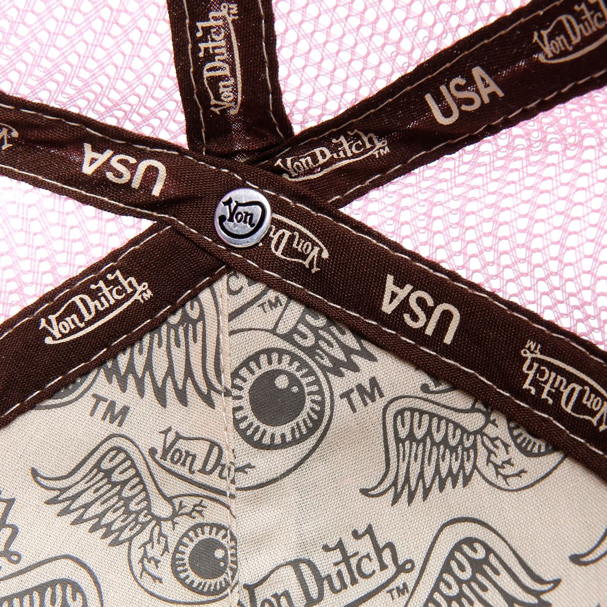 Von Dutch Staple Trucker Cotton Choc/Pink Caps