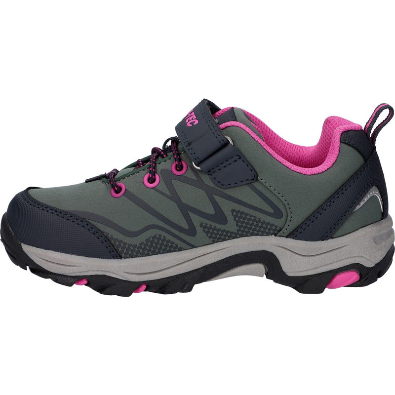 Hi-Tec Blackout Low Synthetic Soft Shell Girls's Dark Forest/India Ink/Pink Hiking Boots