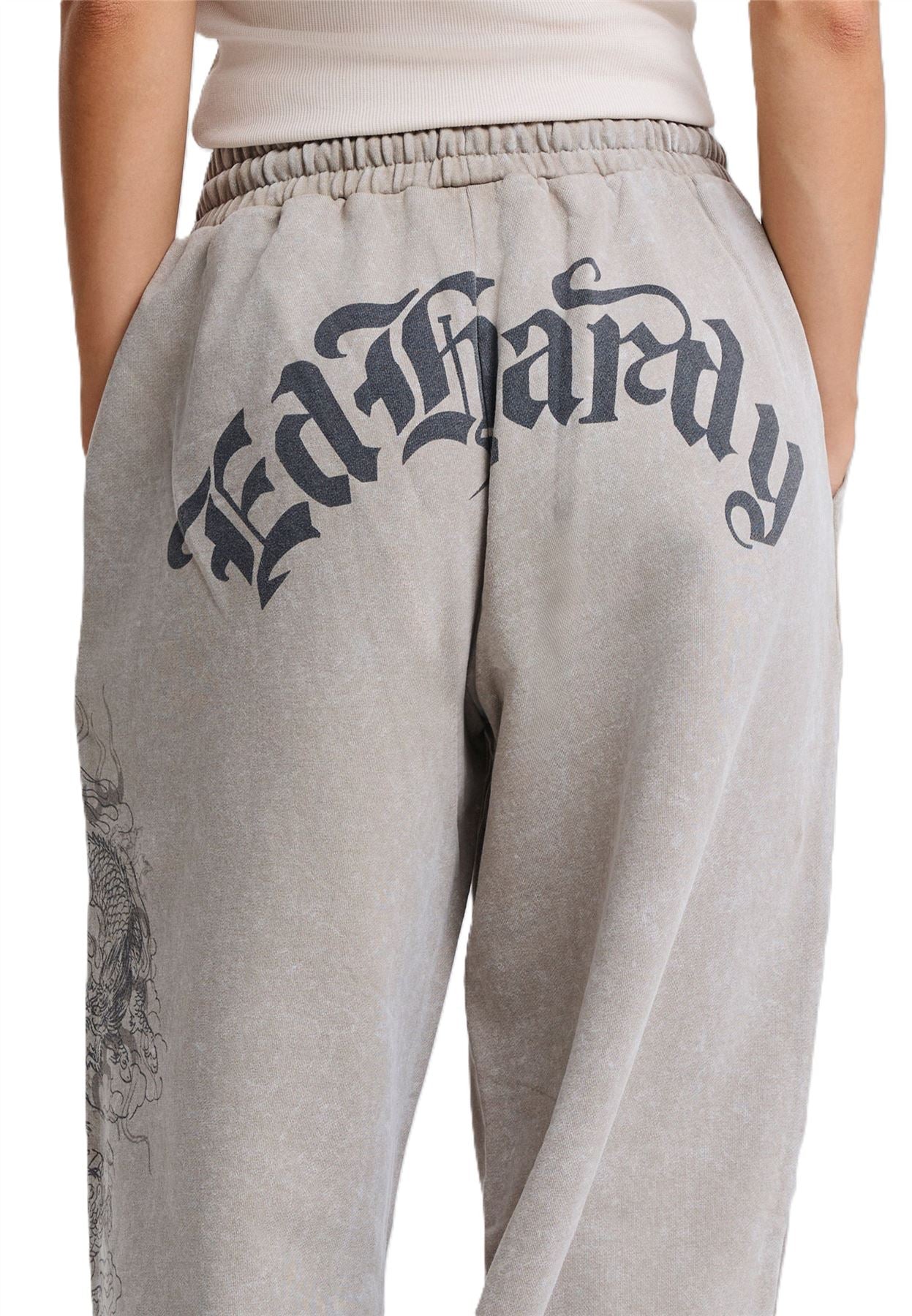 Ed Hardy Gothic Dragon Stone Wash Women's Gray Joggers