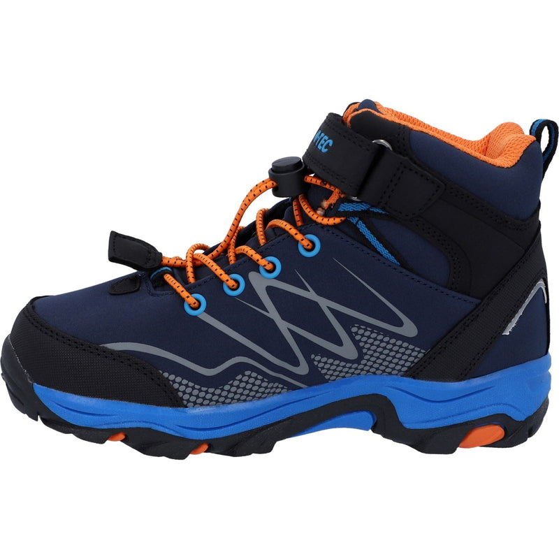 Hi-Tec Blackout Mid Synthetic Soft Shell Boys's Navy/Orange/Lake Blue Hiking Boots