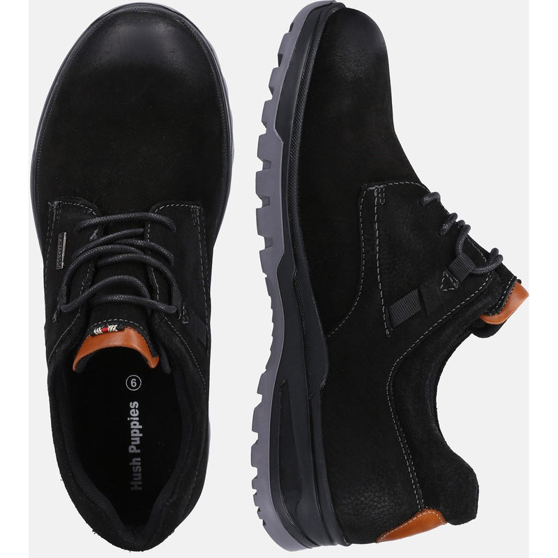 Hush Puppies Pele Leather Men's Black Nubuck Lace-Up Shoes