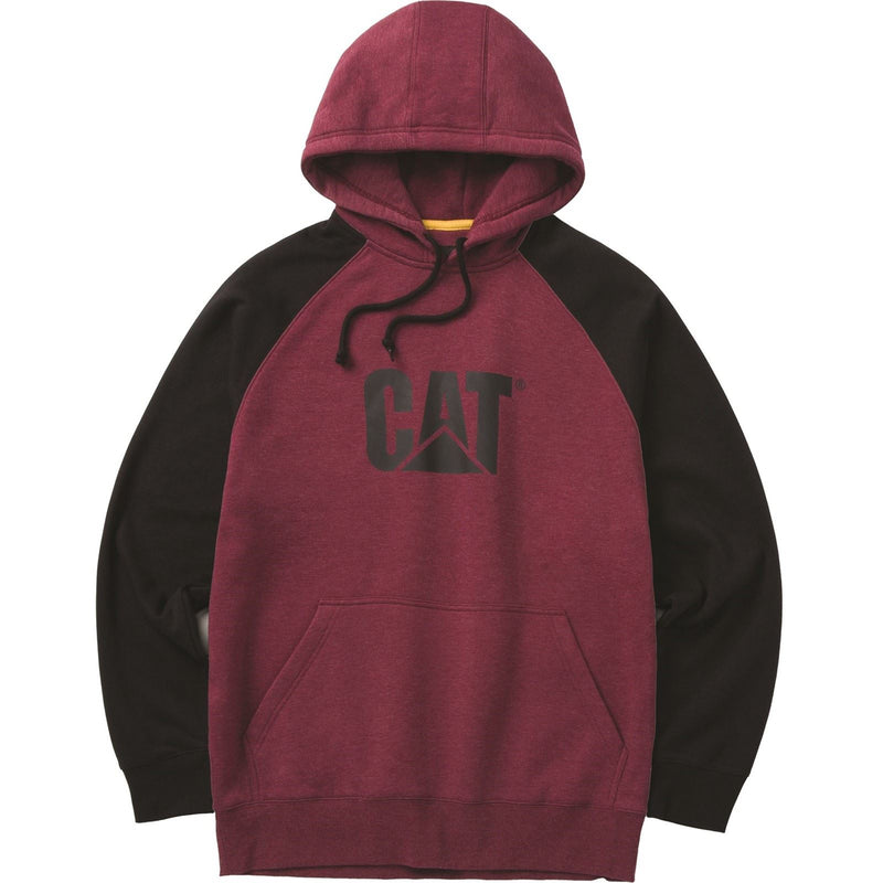 Caterpillar Raglan Cotton Men's Red Hooded Sweatshirt