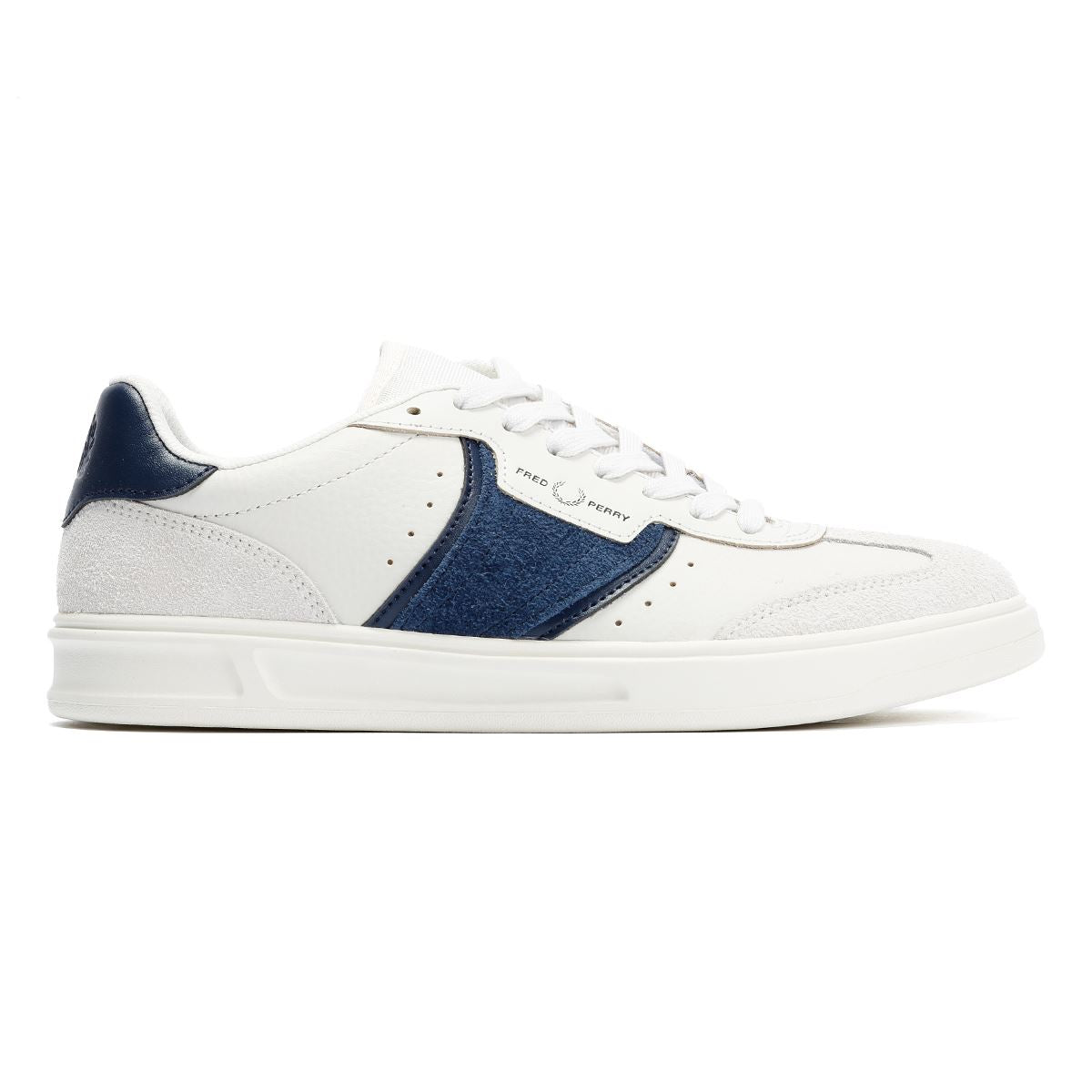 Fred Perry B4 Textured Leather/Suede Men's Porcelain/Blue Sneakers