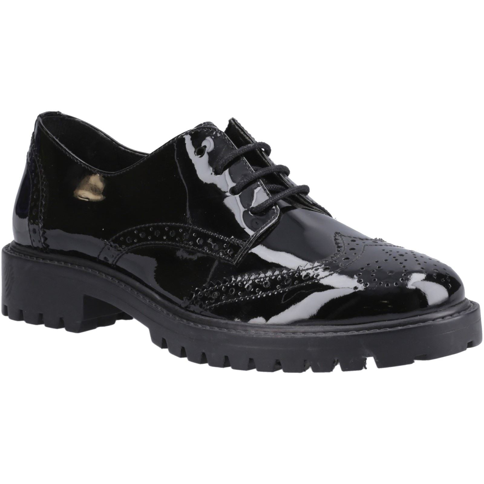 Hush Puppies Athena Patent Leather Girls's Black Brogues