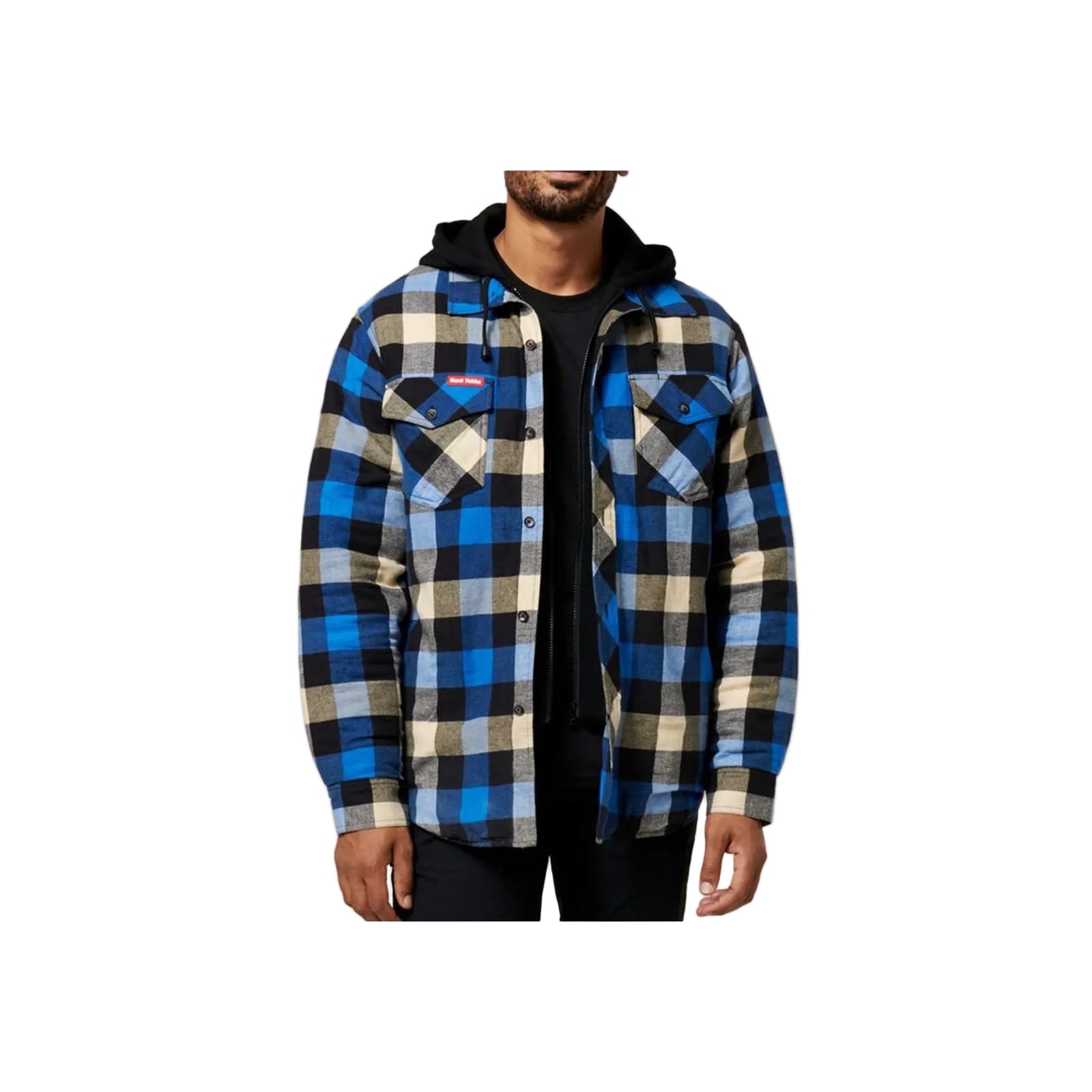 Hard Yakka Quilted Flannel Shacket Men's Blue Shirt Jacket