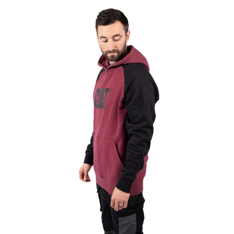 Caterpillar Raglan Cotton Men's Red Hooded Sweatshirt