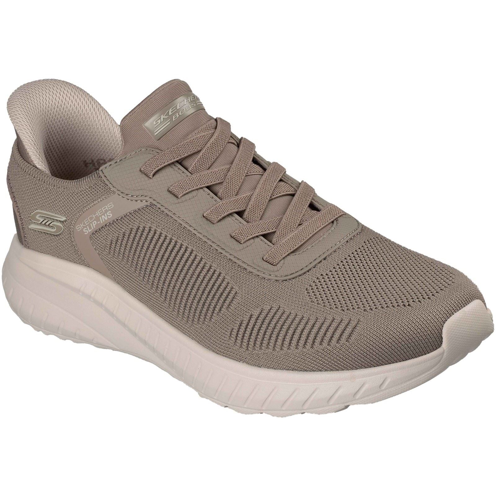 Skechers BOBS Sport Squad Chaos Solid Step Textile Men's Dark Taupe Standard Trainers