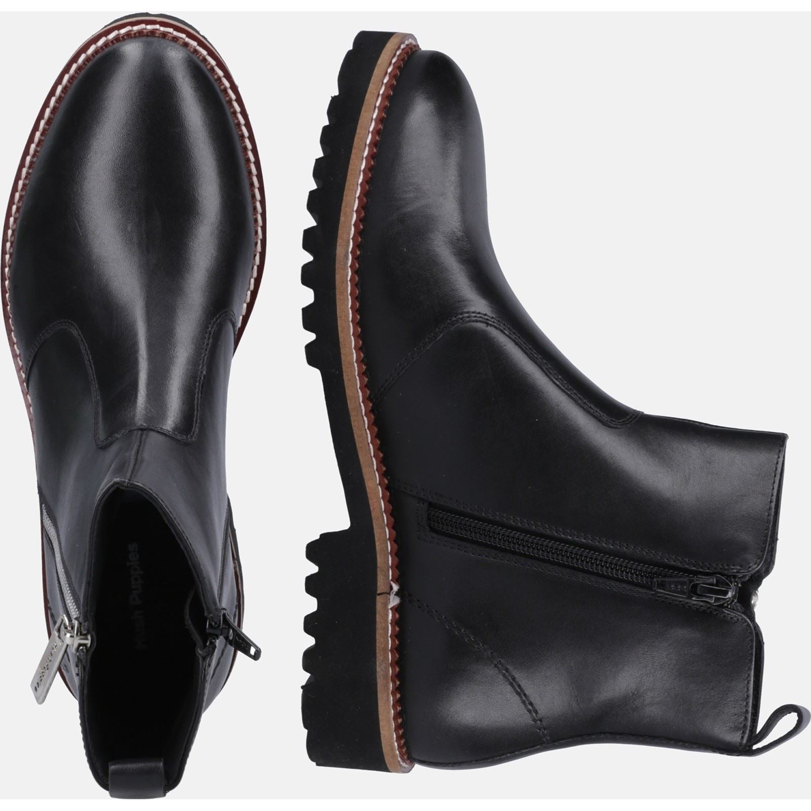 Hush Puppies Grace Zip Suede Women's Black Boots