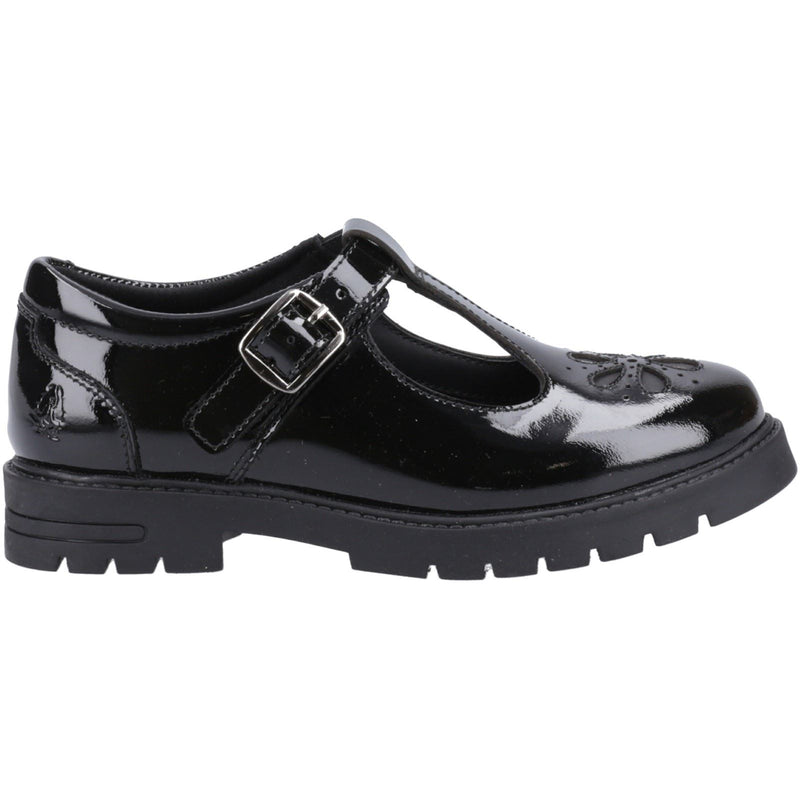 Hush Puppies Fiona Patent Senior Leather Girls's Black Shoes