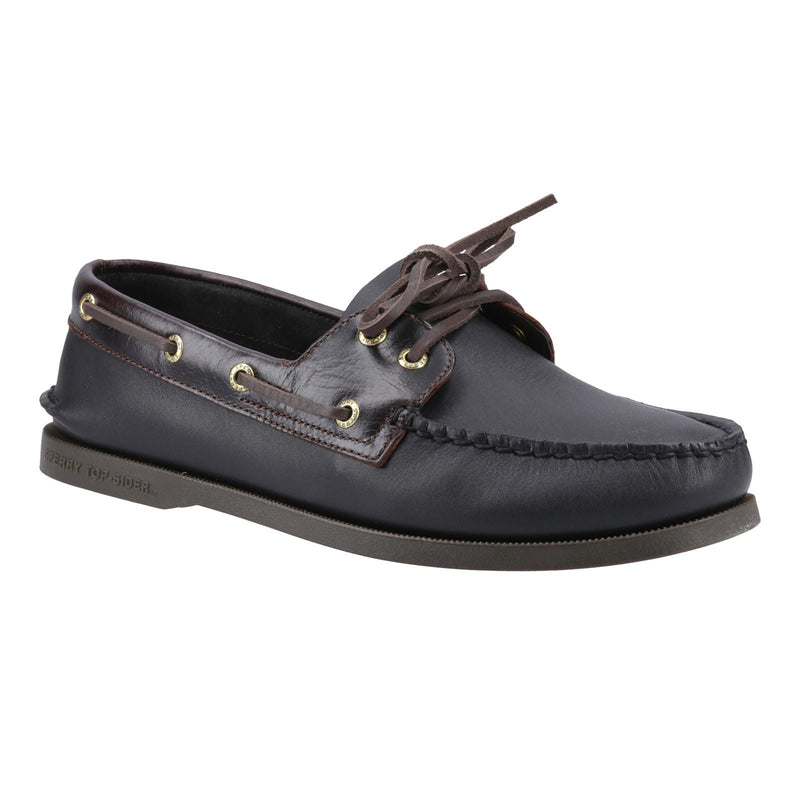 Sperry Authentic 2 Eye Leather Men's Amaretto/Black Boat Shoes