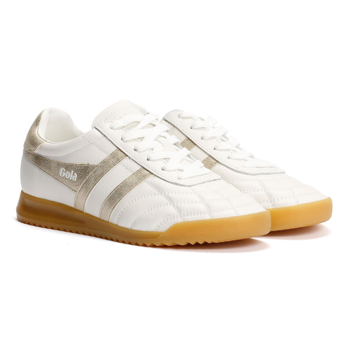 Gola Stadium Leather Women's White/Gold Sneakers