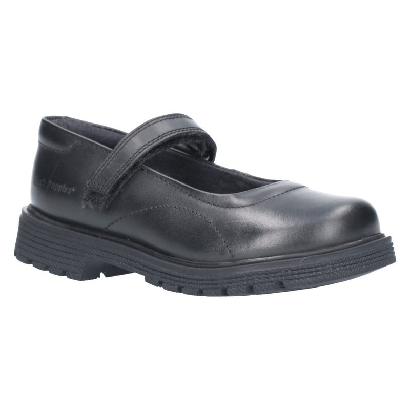 Hush Puppies Tally Junior Girls Black Leather Shoes
